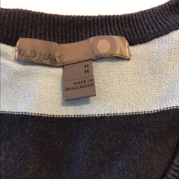 Old Navy Men’s Knit Vest Blue Wide Stripe M Cotton - Picture 2 of 10
